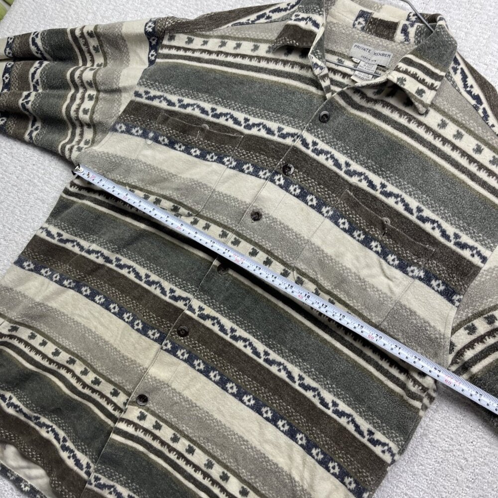 VTG Private member Heavy Button-Down Over Shirt L Aztec Southwest Pattern Retro - Picture 9 of 16